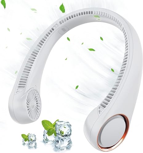 Image of Portable Neck Fan, Hands Free Bladeless Fan, 360 Cooling, Wearable Quiet Fan for Outdoor Indoor Use(White)