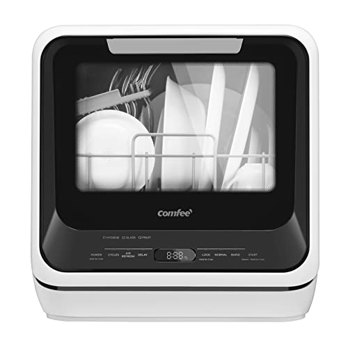 Comparison: Mini Dishwasher 2 COMFEE' Portable Mini Dishwasher Countertop with 5L Built-in Water Tank for Apartments& RVs, No Hookup Needed, 6 Programs, 360° Dual Spray, 162℉ High-Temp& Air-Dry Function