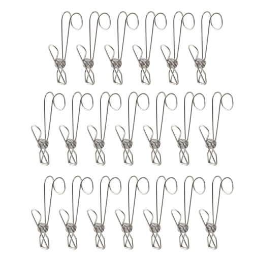 YROHGKPN Juego de pinzas de metal de 20 piezas, clip de acero inoxidable resistente para ropa de cama y ropa, toallero multifuncional