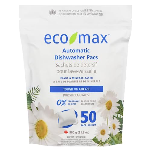 eco-max - Eco-Max Hypoallergenic Automatic Dishwasher Pacs, 50 count, Fragrance-Free