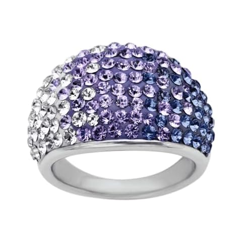 Crystaluxe Dome Ring with Purple-Lavender-White Fade Crystals in Sterling Silver Cover