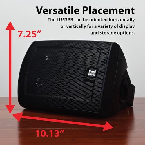 Dual Electronics LU53PB 5.25\" 3-Way High Performance Outdoor Indoor Speakers | Effortless Set Up | Home, Pool, Patio, Garage Use | Weather Resistant | Expansive Stereo Sound Coverage | Black - Thumbnail 3