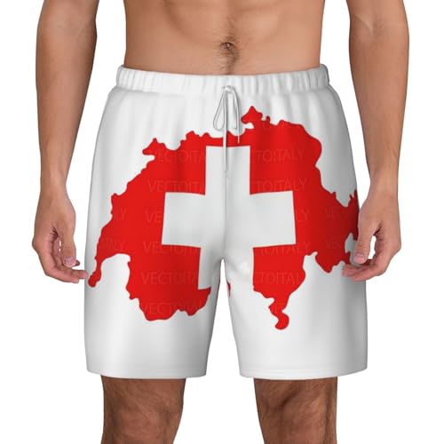 Short de bain homme motif suisse respirant pour surf et plage