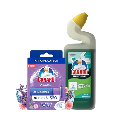 Canard WC - Lot Toilettes Propres - Fresh Disc Lavande 1 Applicateur + 1 Recharge + 1 Gel Nettoyant Vague Océane Certifié Ecolabel Européen