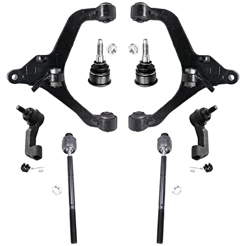 Image of Detroit Axle - 8pc Front End Control Arms Kit for 02-04 Jeep Liberty, 2 Lower Control Arms 4 Tie Rods 2 Lower Ball Joints 2002 2003 2004 Replacement