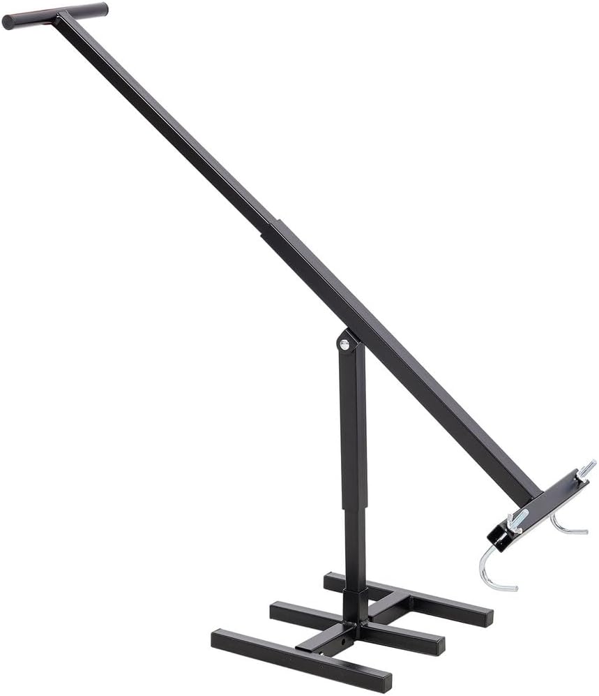 Manual Trash Compactor Tool – Heavy Duty Steel Waste Bin Press with 35" Long Handle, Touchless Garbage Compressor for 32–170 Gallon Cans – for Home, Office, Garden, Restaurant Use – Black