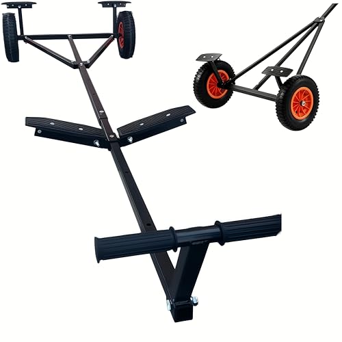 Americangaslogs Boat Trailer Dolly 420 lbs Capacity Adjustable Trailer Mover with Steel Frame & 15.7 Pneumatic Tires& Non-Slip Support Bracket for Kayak Motorboat Fishing Boat