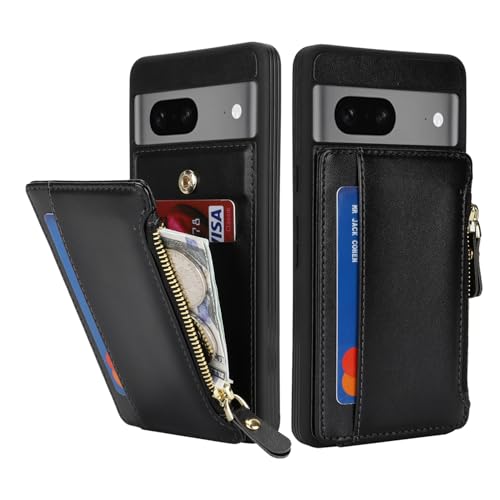 Image of Cavor for Google Pixel 7 Case Wallet with Card Holder, Black
