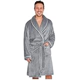 CityComfort Bata Invierno Hombre y Adolescente, Albornoz con Cuello Chal o Capucha, Batas de Casa - Regalos Hombres (Gris Claro, 3XL)