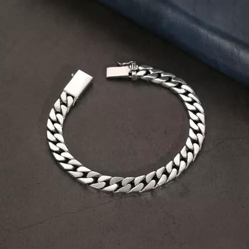 Bracelet en argent 925 véritable gourmette 8mm mixte de 7 à 8 pouces