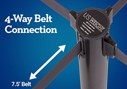 Us Weight Black Heavy Duty Premium Steel Stanchion With Yellow 7.5-Foot Retractable Belt, 2 Pack #TOP6