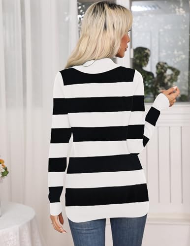 Image of Zeagoo Womens Sweaters Fall Fashion 2025 Long Sleeve Tops V Neck Business Casual Collared Knit Tunic Pullover Outfits