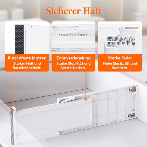 Lifewit 4 Set Schubladentrenner, Verstellbar Schubladen Trenner für Innenlänge 34 –50cm/13.5-22\ & Höhe＞13cm, Schubladen Organizer Ordnungssystem für Küche/Kleiderschränke/Schreibtisch/Büro, Weiß