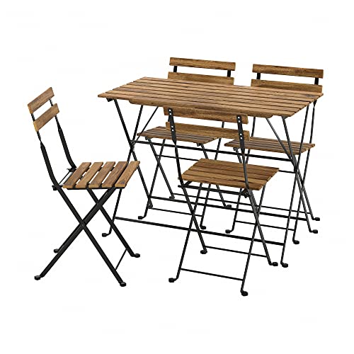 Ikea Tärnö mesa + 4 sillas, exterior, color negro y marrón claro