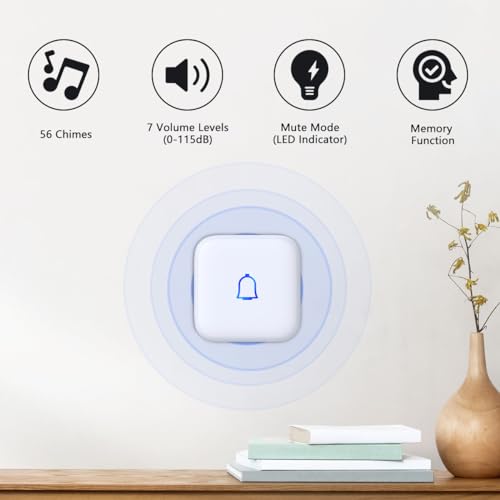 image for LeadGo Wireless Doorbell IP66 Waterproof 1000 Feet with 56 Chimes 115d