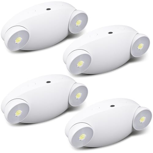 Image of Baquler 4 Pack LED Emergency Lights for Business with Battery Backup Adjustable Two LED Bug Eye Head, Ac 120 /277V Commercial Emergency Lighting, Wall Mount, Hard Wired, Fire Resistant, Ul Certified