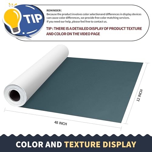 Image of ONine Leather Repair Patch,Leather Repair Tape, 12 x 48 inches Leather Repair Patch for Furniture,Vinyl Repair kit,Leather Couch Patch,for Sofas, Furniture, car Seats, (Turquoise Blue-Litchi Grain)