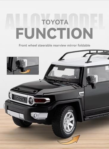 Image of 1:24 Scale Big TOYATO FJ Cruiser Diecast Car | Metal Pullback Toy Car for Kids with Openable Doors, Sound, Light Effects, Yellow