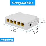 REVODATA 4-portowy gigabitowy przedłużacz PoE 90 W, 10/100/1000 Mb/s IEEE802.3af/at/bt PoE Repeater 100/250 metrów, 4 wyjścia PoE, Plug and Play, wzmacniacz PoE do montażu na szynie DIN (POE5006G)