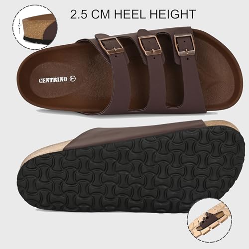 Image of Centrino Men's Berkin-Style Slip-On Sandals | Open Toe Design | Soft PU Footbed | Lightweight & Comfortable | Arch Support | On-Grip Sole | Casual Outdoor Wear (9208)