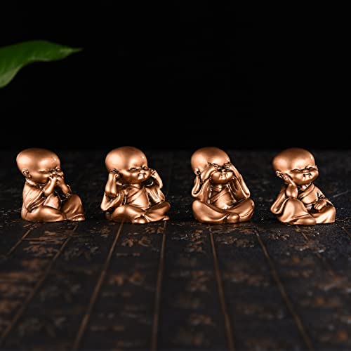 Set de 4 estatuas de monjes en resina decorativas miniatura 7