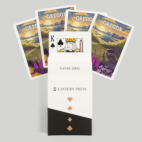 Lantern Press Oregon, Bear and Spring Flowers, Naipes Póker 52 miniatura 6