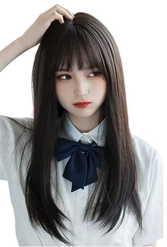ウィッグ ロング ストレート ウイッグ セミロング 黒髪 女装 フルウィッグ ロリータ コスプレ かつら wig 小顔 自然 耐熱 (セミロング 黒髪)のサムネイル