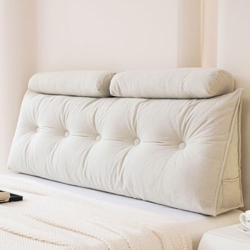 HeartTrend 畳 三角形 大きなソフトバックレスト 柔らかく快適な三角形シートクッション バックサポート サイドポケット ランバーピロー ファッショナブルなホーム ホームオフィス ソファカバー 取り外し可能 洗濯可能 通気性 ウェッジピロー 多機能