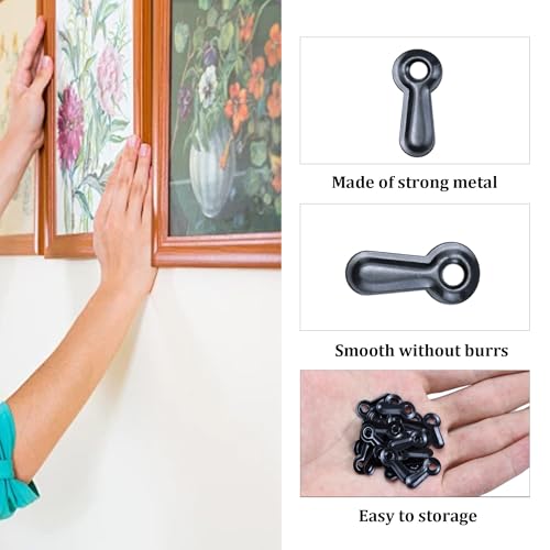 Image of 100Pcs Picture Frame Turn Button Fasteners with Screws, 9x20mm Metal Photo Frame Hardware Backing Clips for Hanging Pictures, Posters, Drawing Crafts - Black