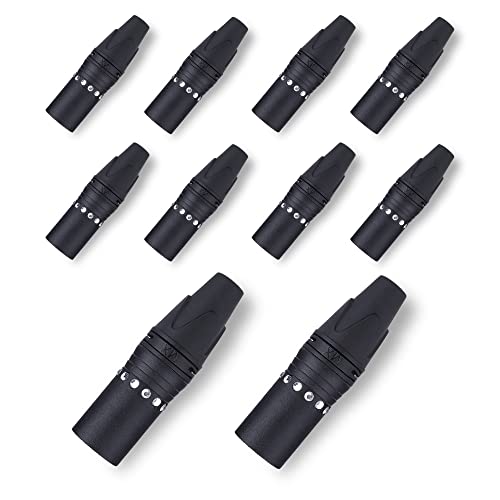 Image of MX 3 Pin XLR connector Microphone Connector pin Pure Copper Nickel Plated Pins1 for High Conductivity microphone cable connector PERENT (3 PIN CRYSTAL DESIGN, Pack of 10, Male Connector)