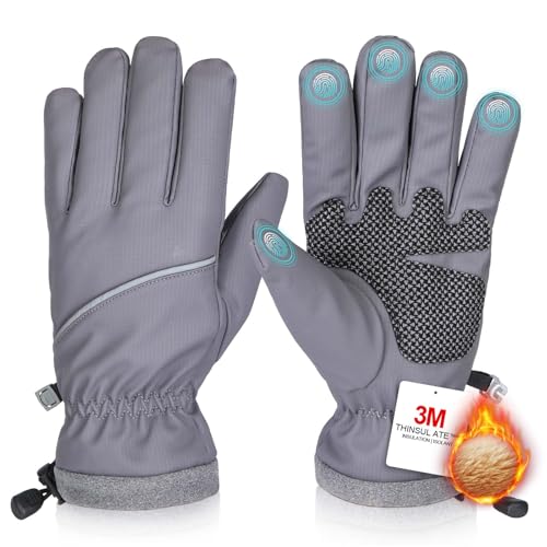 Rsebly Winter Gloves Waterproof Windproof for Mens Women, Thermal Warm Gloves for Cold Weather, Grip Snow for Touch Screen Skiing Cycling Running Driving Snowboarding Fishing Outdoor