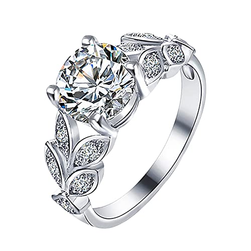 Sparkle Diamond Laurel Leaf Ring Cubic Zirconia Diamond Ring for Women Jewelry Engagement Anniversary Ring Generous Creative Ring Luxury Jewelry Valentine's Day Gift