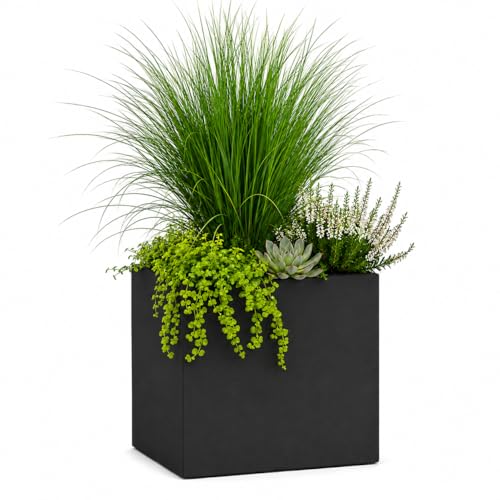 Pflanzwerk® Pflanzkübel Cube Anthrazit 28x28x28cm *Frostbeständiger Blumenkübel* *UV-Schutz* *Qualitätsware*