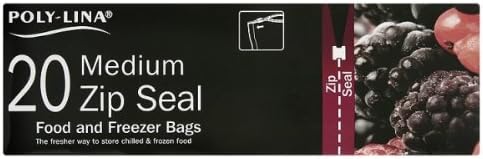 Poly-Lina 20 Medium Zip Seal Food and Freezer Bags (Pack of 6 x 20s)