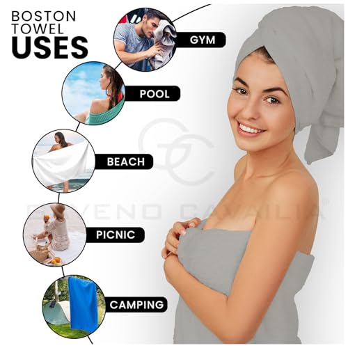 GC GAVENO CAVAILIA Boston Towel Set-75, 100% Cotton, Silver, 8 Piece Bale - 3