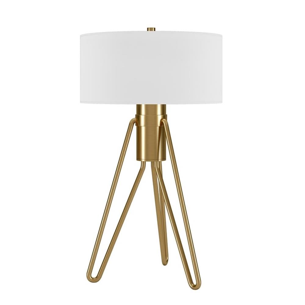 Floyd 25" Tall 2-Light Table Lamp with Fabric Shade in Brass/White