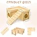 Exclaith Wooden Hamster Hideout, Multi-Chamber Hamster House Maze, Hamsters Secret Peep Shed, Gerbils Chamber Hut with Ladder, Detachable Small Animals Cage Accessories for Small Animal