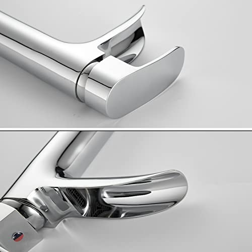 Grifo de lavabo cascada baño grifo de latón monomando corto cromado LWX 6