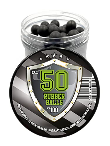 Rubber Balls in .50 Caliber 100 x Hochwertige 1,6 Gramm Hart Gummi Kugeln Reusable Paintballs für Selbst- und Heimverteidigung Training Pistolen in 50 Kaliber