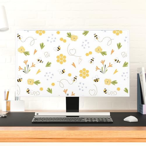 Image of Bee Waterproof Screen TV Cover 75 Inch Spring Summer Honey Flowers Botanical TV Display Screen Cover Antistatic Water Resistant Television Covers Dustproof Protective,Yellow Design