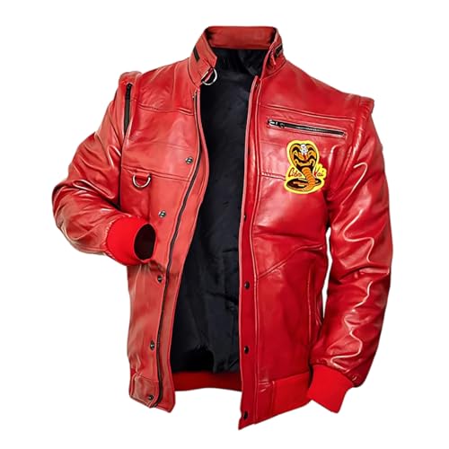 Johnny Lawrence Red Karate Kid Cobra Kobra Kai Men Leather or Faux Leather Bomber Jacket