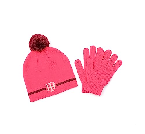 Tommy Hilfiger Girl's Monogram Stripe Pom Beanie and Glove Set