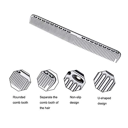 2 Pcs Stainless Steel Hair Combs Anti Static Styling Comb Hairdressing Barbers Combs (Silver) #TOP2