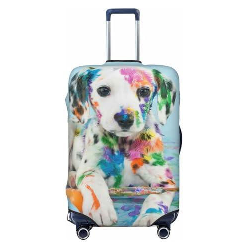 A Funny Little Dalmatian Puppy Print Luggage Cover Washable Elasticated Suitcase Covers TSA Approved Stylish Dust and Scratch Resistant Case Protector for Kids and Adults