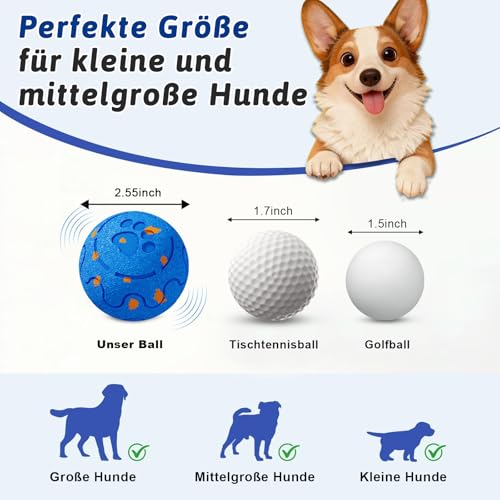 Interaktiver Spielball für Hunde, Hundespielzeug Ball, Intelligenter Selbstbewegender Hundeball, Hundeball Unzerstörbar, Self Moving Dog Ball, Hundespielzeug Elektrisch, für Mittlere Große Hunde(Blau