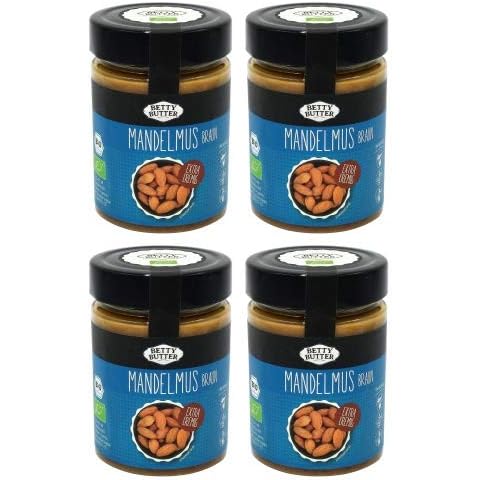 4er Spar Pack, Bio Premium Mandelmus braun, geröstet, 4 x 330 g, Mandelbutter, Mandelpüree, natürliches Nussmus ohne Zusatzstoffe Cover