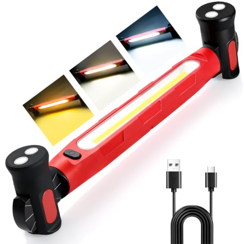 Magnetic Work Light 3000LM Ultra Bright LED Magnetic Light Bar 5200mAh Rechargeable Work Light with Hooks Portable Under Hood Lights Machanic Tools for Car Repairing Inspection Garage Emergency