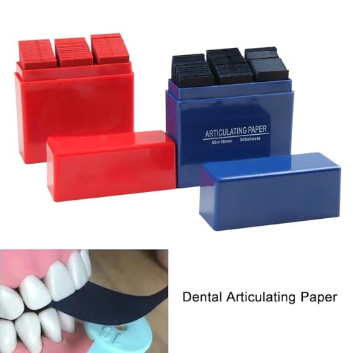 Image of Dental Articulating Paper Double Sided Bite Articulating Paper 100 Micron Film Doubled Side 55 x 18 x 0.1mm for Adults and Children (Blue 300Pcs)