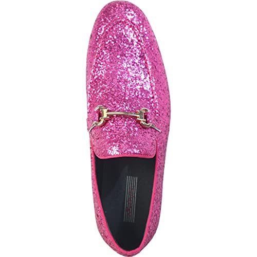 Image of bravo! Men Dress Shoe Prom Slip-on Loafer Lace-up Oxford Cap Toe Metallic Glitter for Wedding Prom Black Blue Green Gold Pink Pewter Purple Silver Red