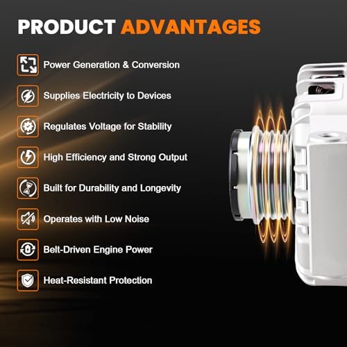 Image of 13535009 High Output Alternator 130A 12V Compatible with 2018-2024 Chevrolet Equinox, GMC Terrain 1.5L L4, 5-Groove Pulley Clockwise, Replace 13513070, 13517759, 13583100
